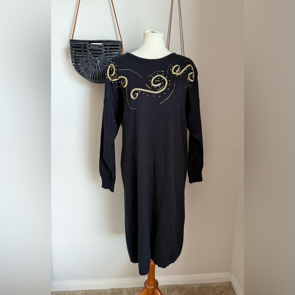 Vintage Lady Darian Beaded Sweater Dress, Size 2X